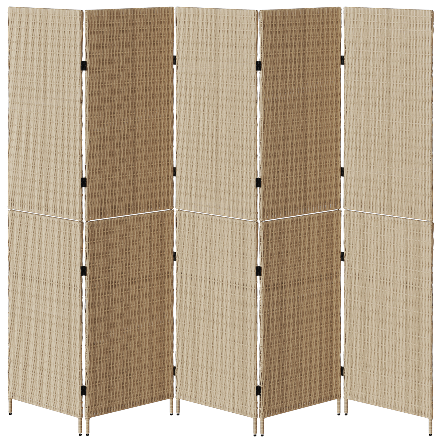 vidaXL Room Divider 5 Panels Foldable Beige 245x180 cm Poly Rattan