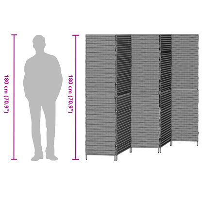 vidaXL Room Divider 5 Panels Foldable Beige 245x180 cm Poly Rattan