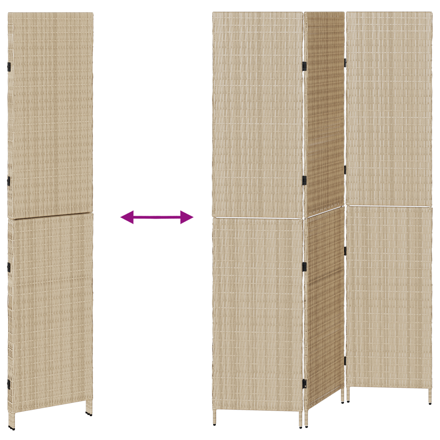 vidaXL Room Divider 3 Panels Foldable Beige 146x200 cm Poly Rattan