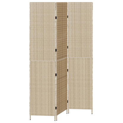 vidaXL Room Divider 3 Panels Foldable Beige 146x200 cm Poly Rattan