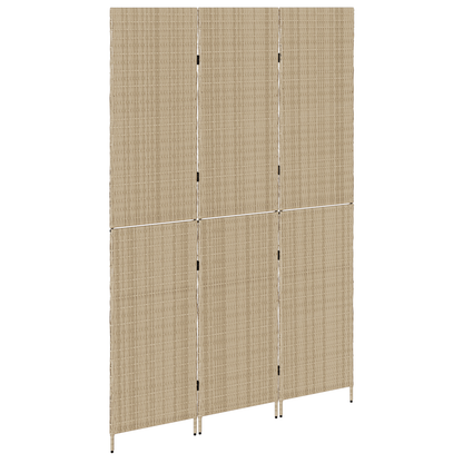 vidaXL Room Divider 3 Panels Foldable Beige 146x200 cm Poly Rattan