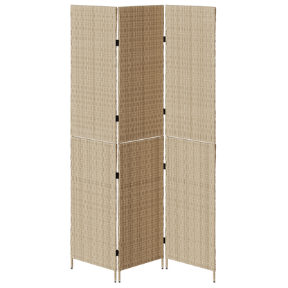 vidaXL Room Divider 3 Panels Foldable Beige 146x200 cm Poly Rattan