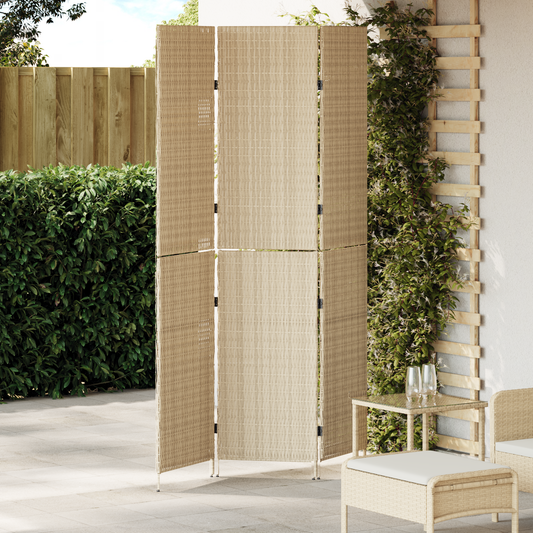 vidaXL Room Divider 3 Panels Foldable Beige 146x200 cm Poly Rattan