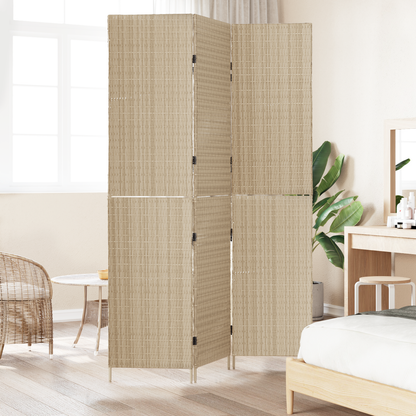 vidaXL Room Divider 3 Panels Foldable Beige 146x200 cm Poly Rattan
