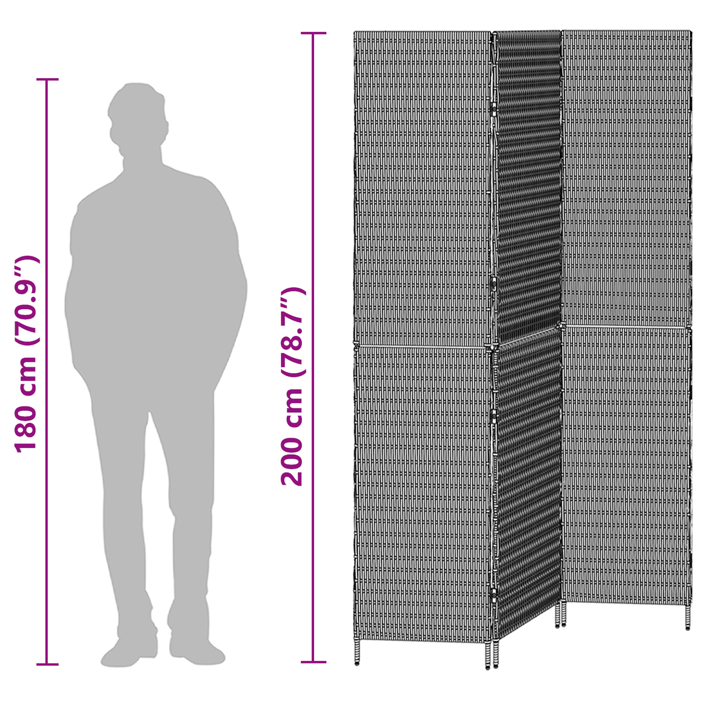 vidaXL Room Divider 3 Panels Foldable Beige 146x200 cm Poly Rattan