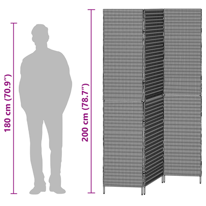 vidaXL Room Divider 3 Panels Foldable Beige 146x200 cm Poly Rattan
