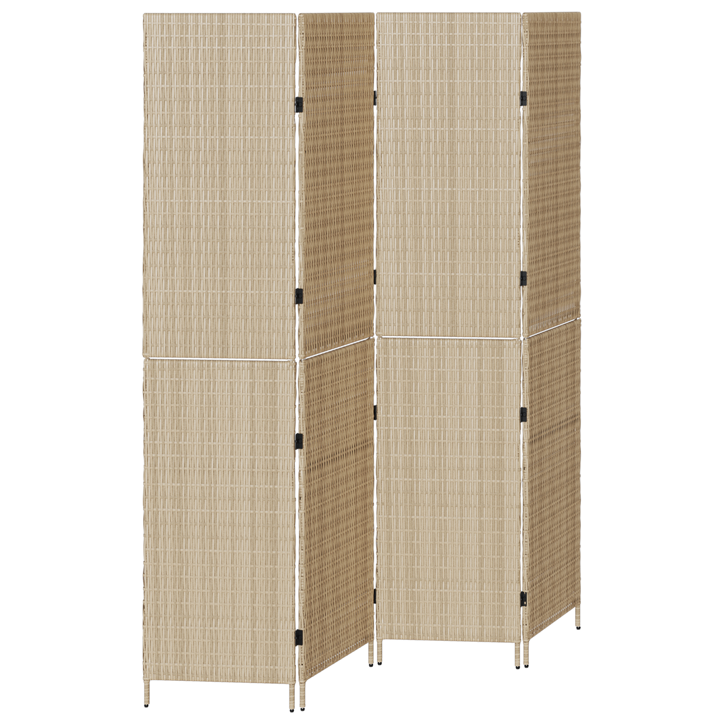 vidaXL Room Divider 4 Panels Foldable Beige 196x200 cm Poly Rattan