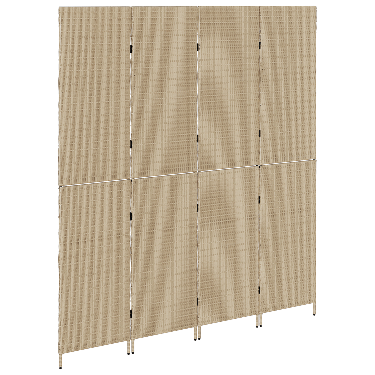 vidaXL Room Divider 4 Panels Foldable Beige 196x200 cm Poly Rattan