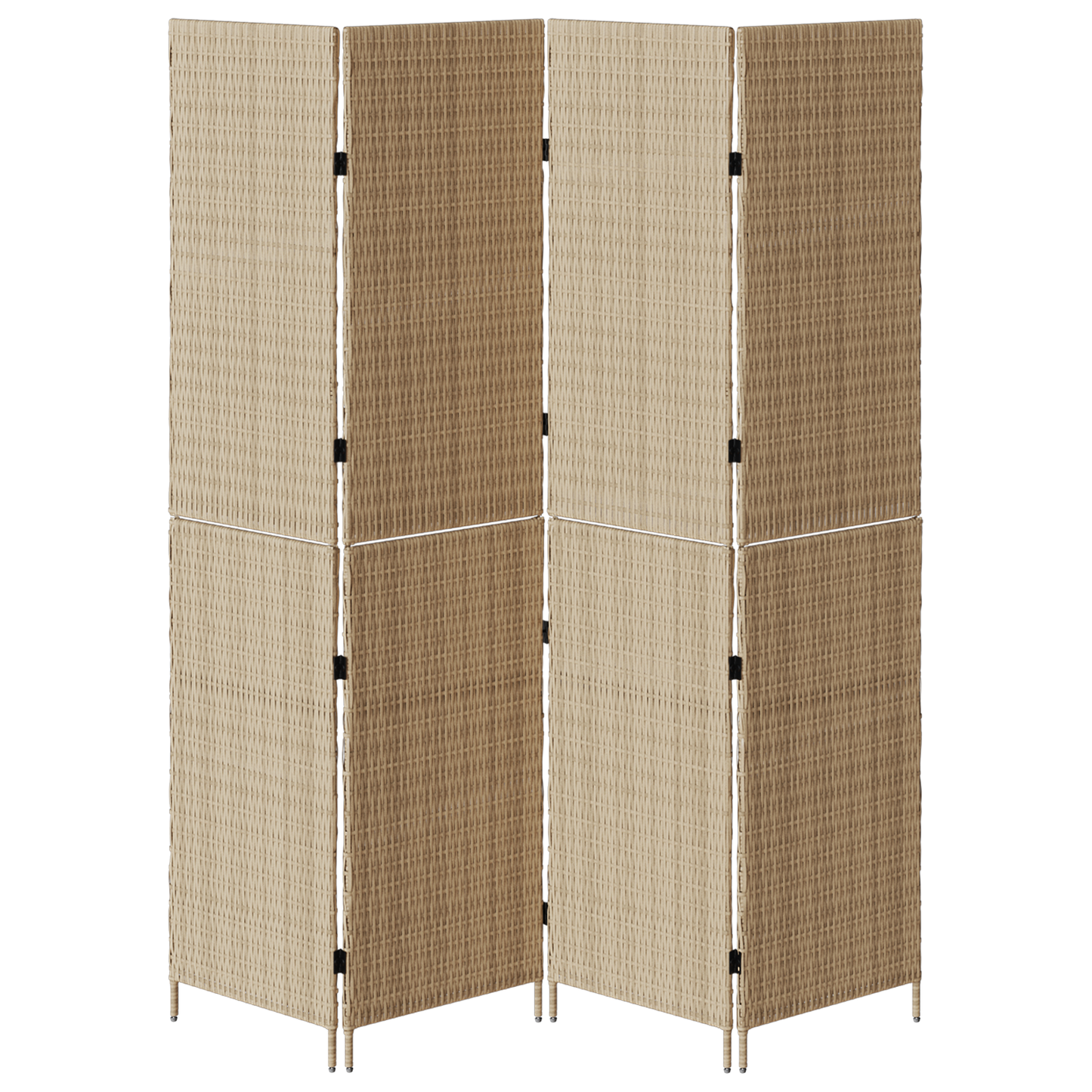 vidaXL Room Divider 4 Panels Foldable Beige 196x200 cm Poly Rattan