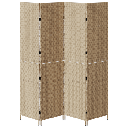 vidaXL Room Divider 4 Panels Foldable Beige 196x200 cm Poly Rattan