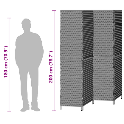 vidaXL Room Divider 4 Panels Foldable Beige 196x200 cm Poly Rattan