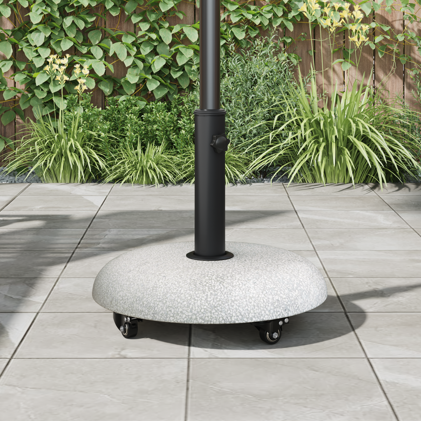 vidaXL Wheeled Parasol Base for 37/42/52/58mm Poles Light Grey Concrete