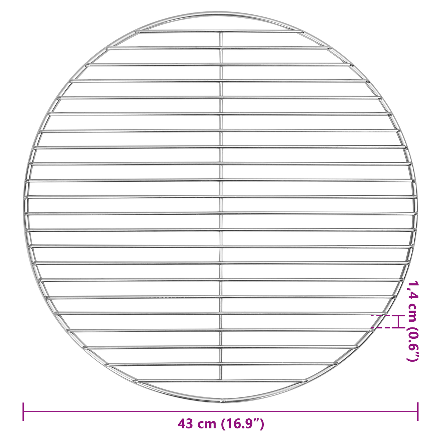 vidaXL BBQ Grill Grate Silver Ø43 cm Stainless Steel
