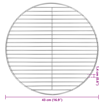 vidaXL BBQ Grill Grate Silver Ø43 cm Stainless Steel