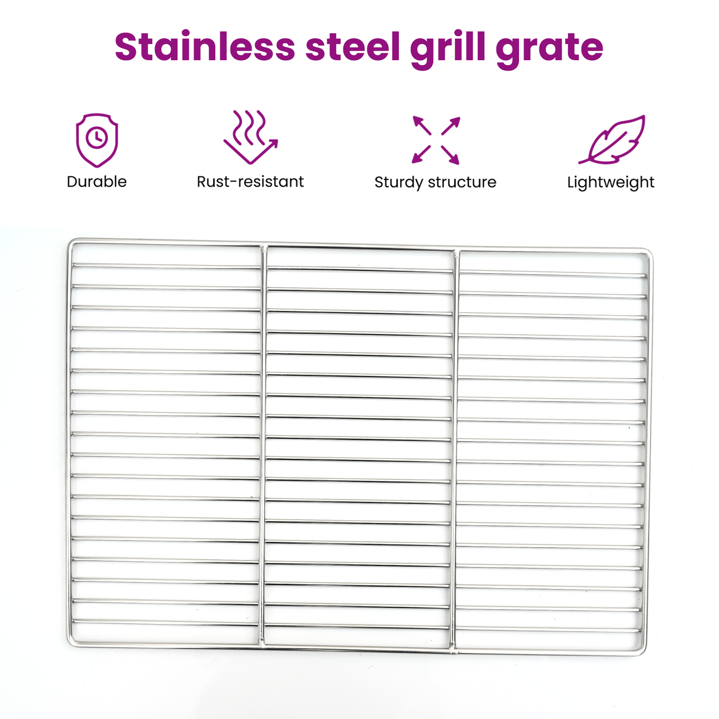 vidaXL BBQ Grill Grate with Handles Rectangular 60x40 cm 304 Stainless Steel