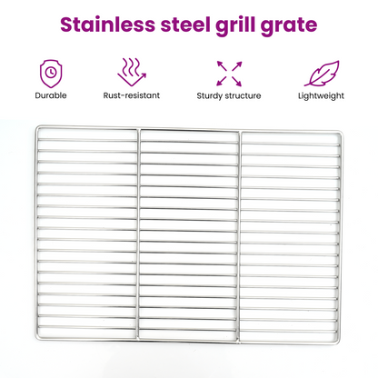 vidaXL BBQ Grill Grate with Handles Rectangular 60x40 cm 304 Stainless Steel