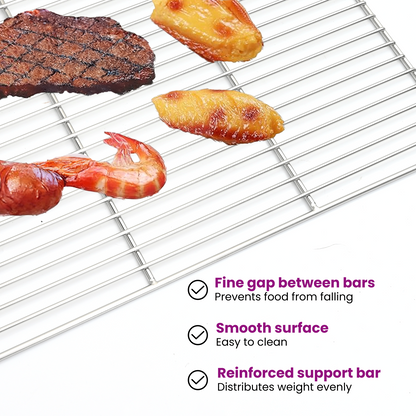vidaXL BBQ Grill Grate with Handles Rectangular 60x40 cm 304 Stainless Steel