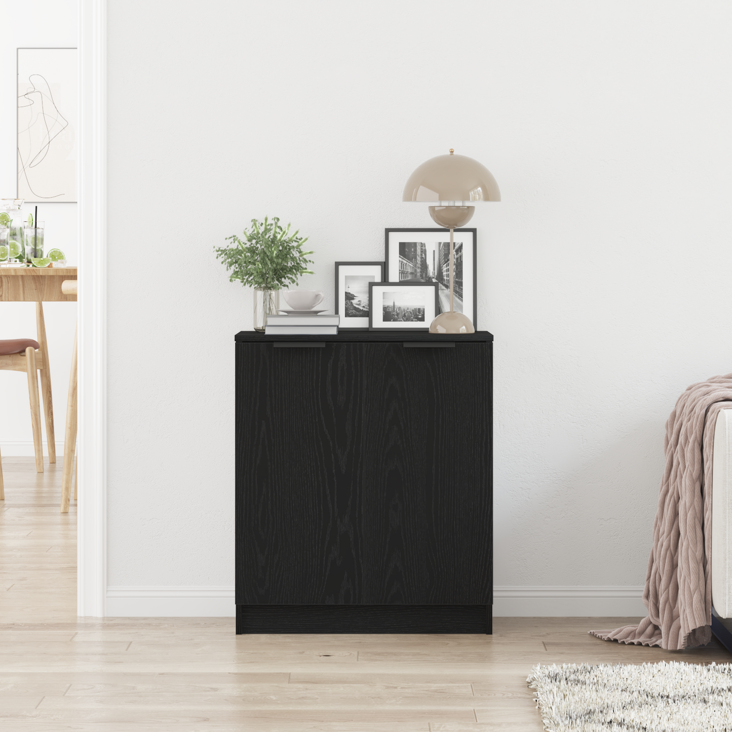 vidaXL Sideboard Black Oak 60 x 30 x 70 cm Engineered Wood
