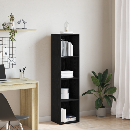 vidaXL Book Cabinet 4-Tier 36 x 30 x 143 cm Engineered Wood Black Oak