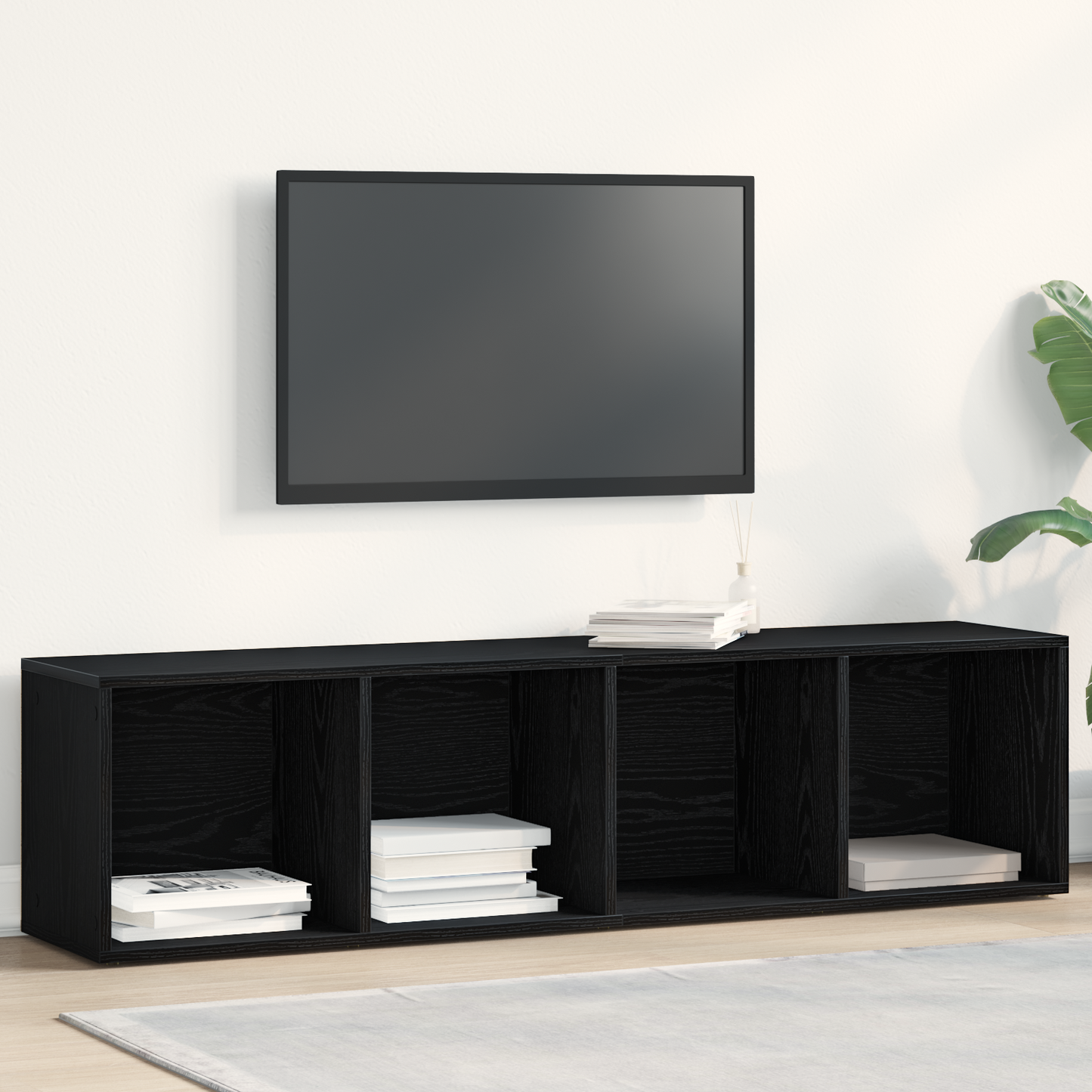 vidaXL Book Cabinet Black Oak 36 x 30 x 143 cm Engineered Wood