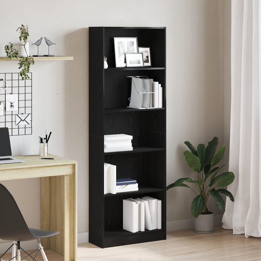 vidaXL Bookshelf 60 x 24 x 176 cm Engineered Wood Black Oak