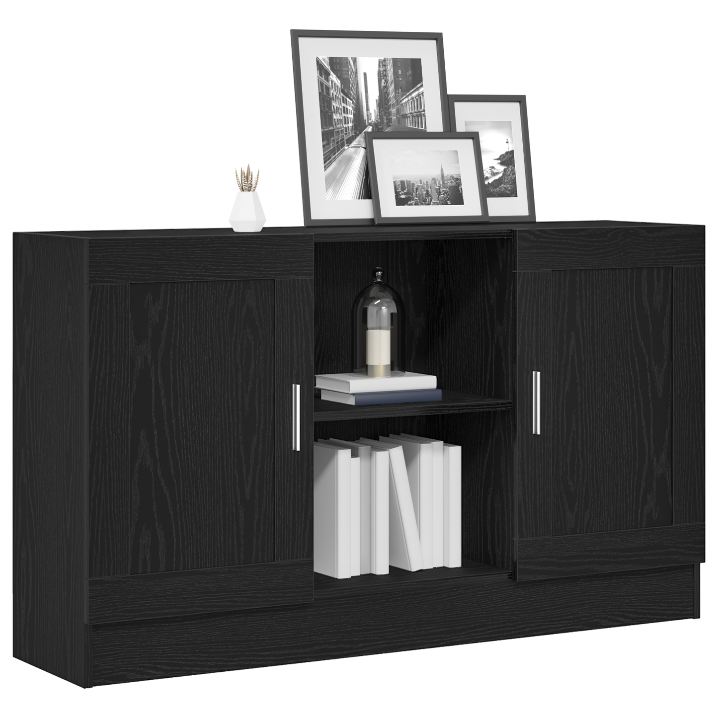 vidaXL Sideboard Black Oak 120 x 30.5 x 70 cm Engineered Wood