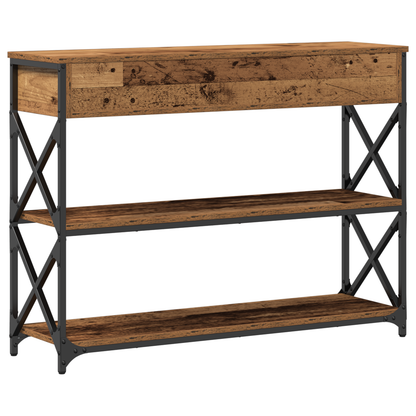 vidaXL Console Table with Drawer with Shelf Old wood 100 x 28 x 75 cm
