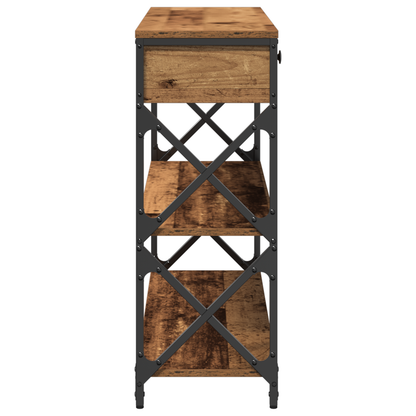 vidaXL Console Table with Drawer with Shelf Old wood 100 x 28 x 75 cm