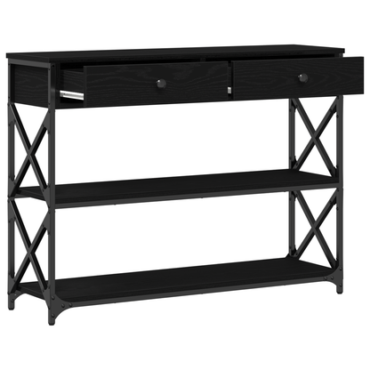 vidaXL Console Table with Drawer with Shelf Black oak 100 x 28 x 75 cm
