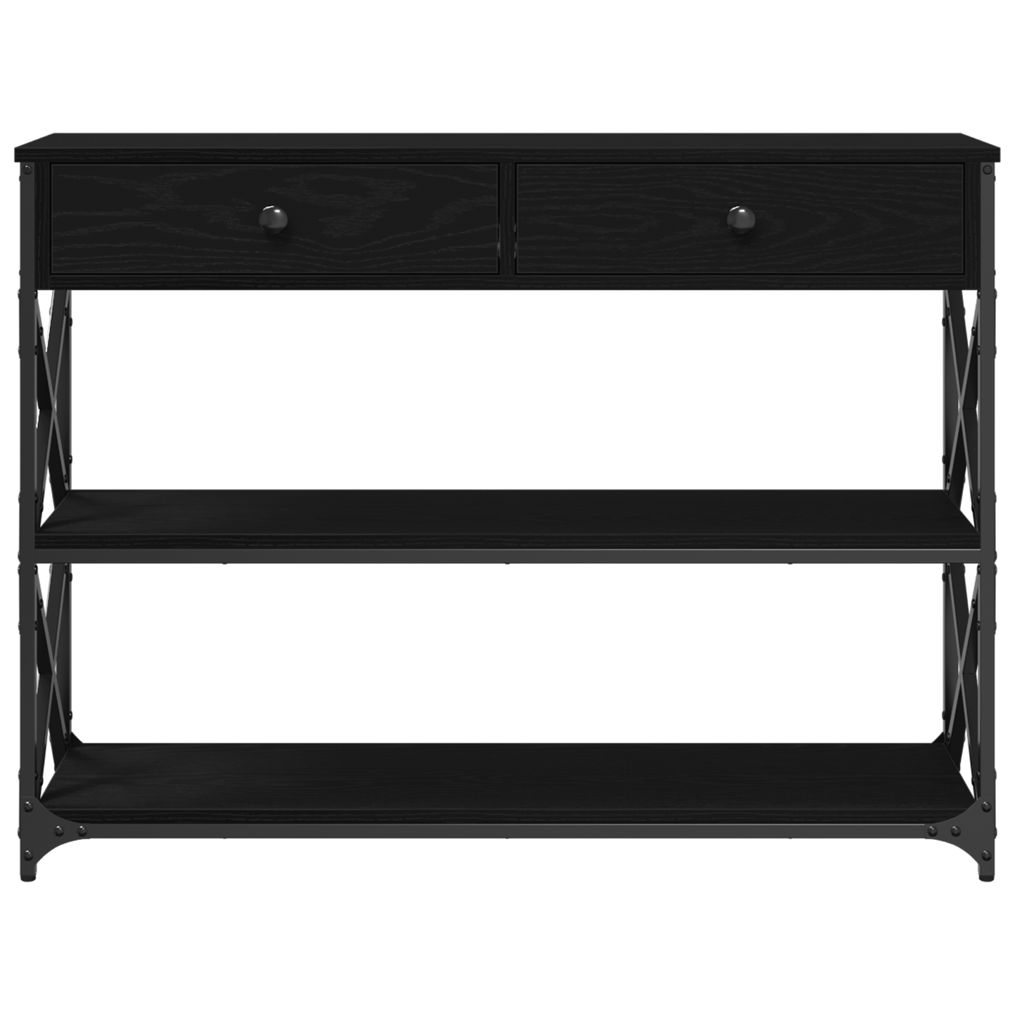 vidaXL Console Table with Drawer with Shelf Black oak 100 x 28 x 75 cm