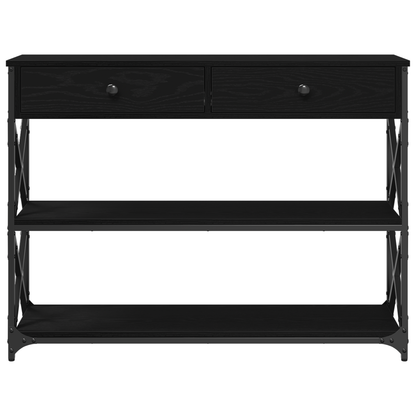 vidaXL Console Table with Drawer with Shelf Black oak 100 x 28 x 75 cm