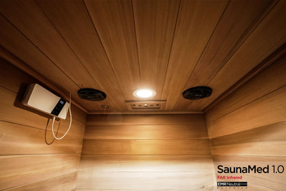 SaunaMed 3 Person Luxury Cedar FAR Infrared Domestic Indoor Sauna - EMR Neutral - 13A Plug & Play