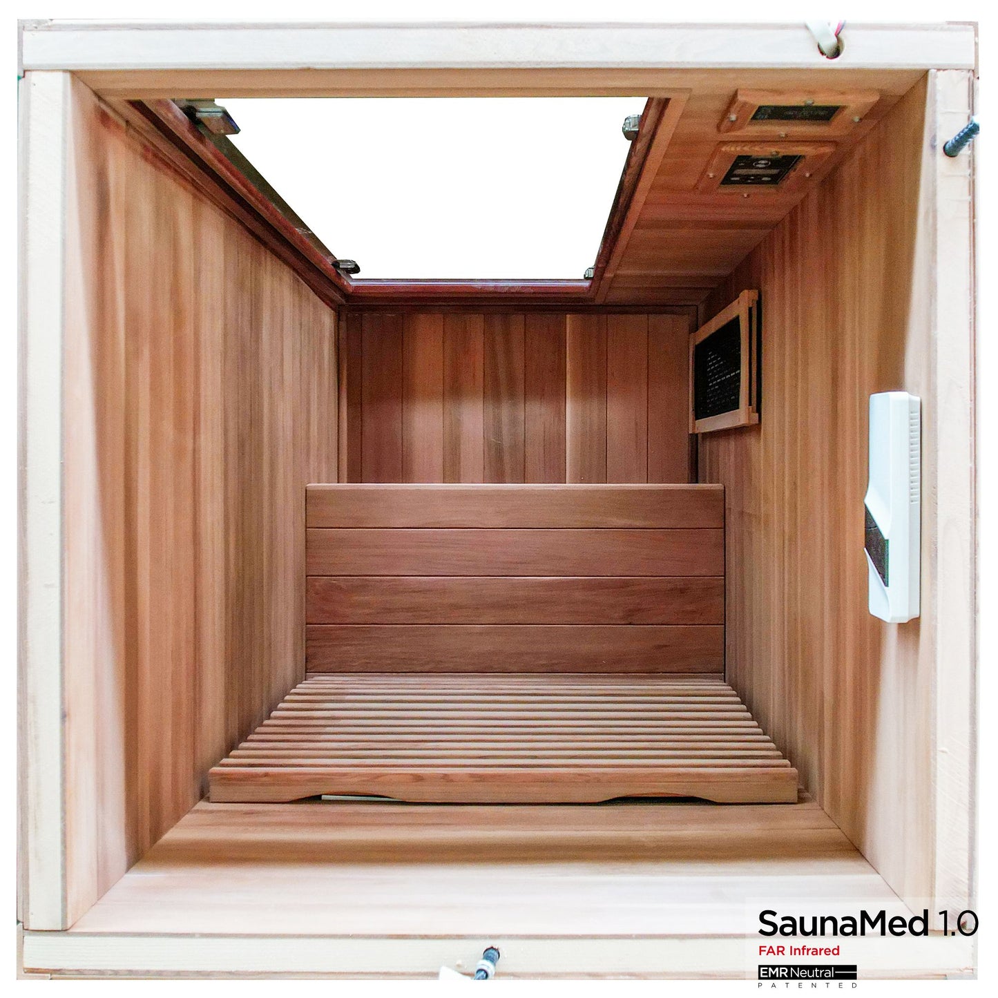 SaunaMed 1 Person Luxury Cedar FAR Infrared Domestic Indoor Sauna - EMR Neutral - 13A Plug & Play