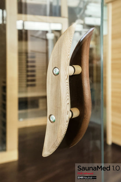 SaunaMed 1 Person Luxury Cedar FAR Infrared Domestic Indoor Sauna - EMR Neutral - 13A Plug & Play