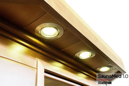 SaunaMed 1 Person Luxury Cedar FAR Infrared Domestic Indoor Sauna - EMR Neutral - 13A Plug & Play