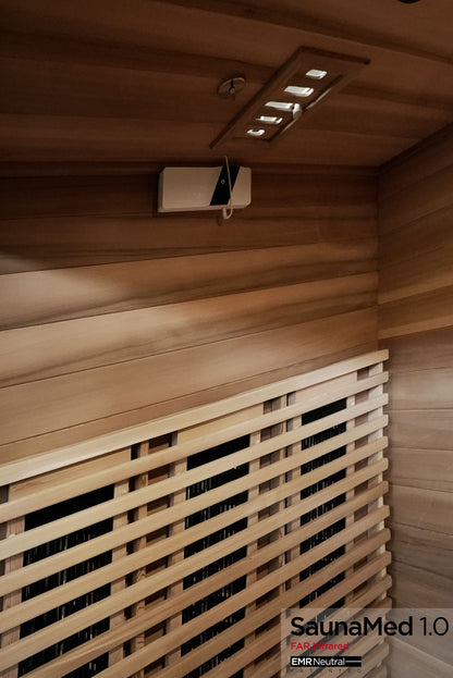 SaunaMed 4 Person Luxury Cedar FAR Infrared Domestic Indoor Sauna - Plug & Play