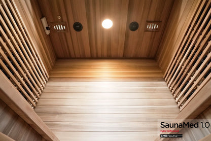 SaunaMed 4 Person Luxury Cedar FAR Infrared Domestic Indoor Sauna - Plug & Play