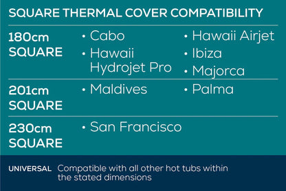 Lay-Z-Spa Square Thermal Hot Tub Cover Large 201cm x 85cm - Save 40% Energy - Universal