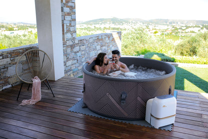 MSpa FRAME MONO-ECO Round DWF Bubble Spa - 8 Bathers, Eco Package, UVC+, without Ozone, CE All Year Round Use Indoor-Outdoor Includes Accessories - DIY Setup