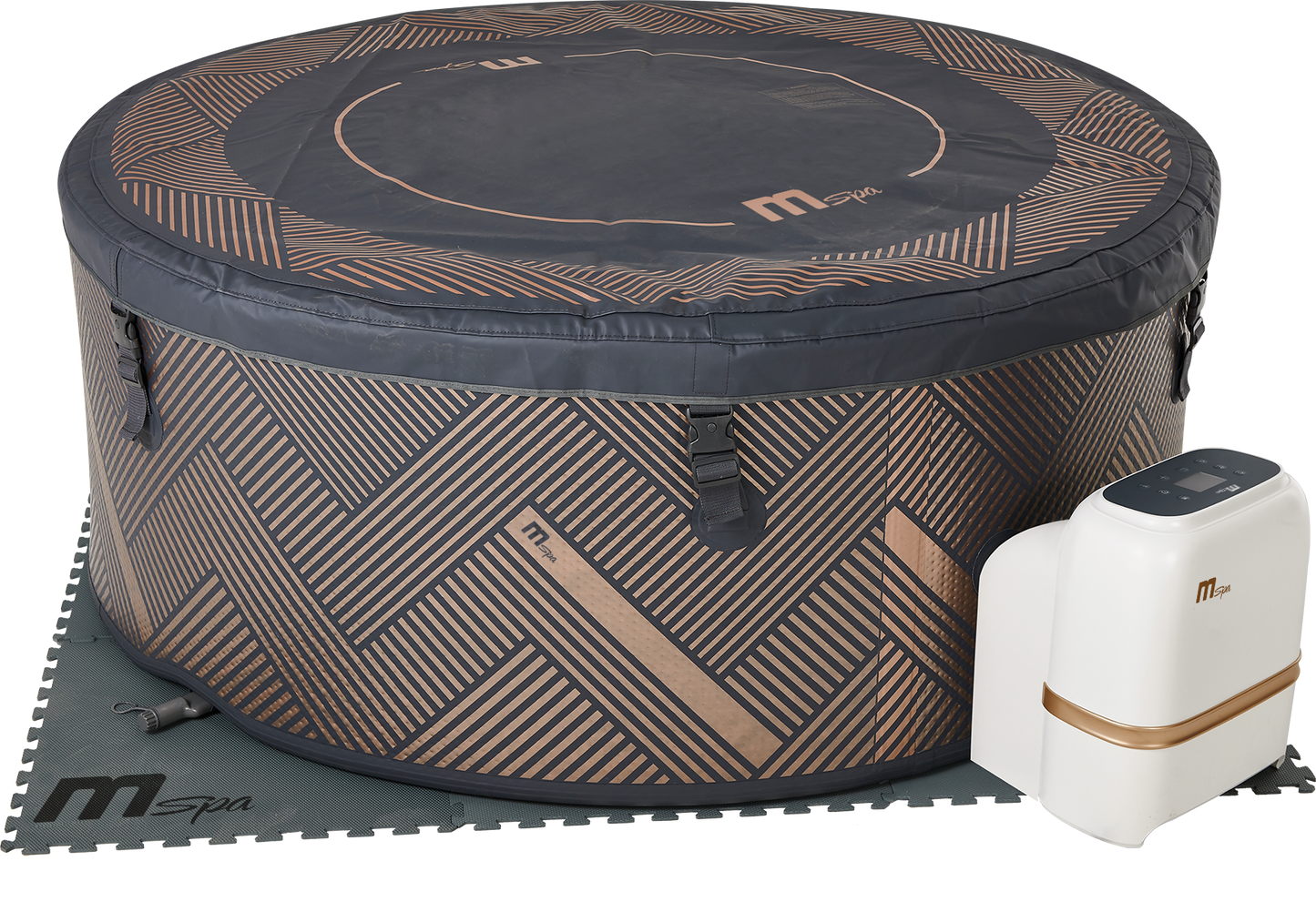 MSpa FRAME MONO-ECO Round DWF Bubble Spa - 8 Bathers, Eco Package, UVC+, without Ozone, CE All Year Round Use Indoor-Outdoor Includes Accessories - DIY Setup