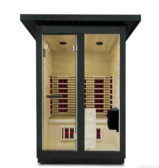 SaunaMed 3 Person Hybrid Ready Full Spectrum Infrared BLACK EDITION Domestic Outdoor Sauna - EMR Neutral - 13A Plug & Play