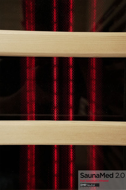 SaunaMed 3 Person Hybrid Ready Full Spectrum Infrared BLACK EDITION Domestic Outdoor Sauna - EMR Neutral - 13A Plug & Play
