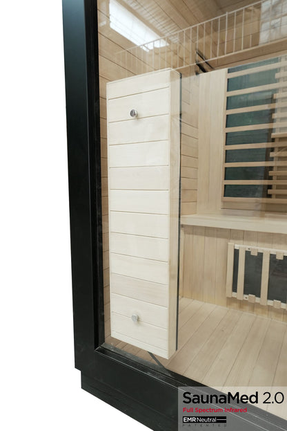 SaunaMed 3 Person Hybrid Ready Full Spectrum Infrared BLACK EDITION Domestic Outdoor Sauna - EMR Neutral - 13A Plug & Play