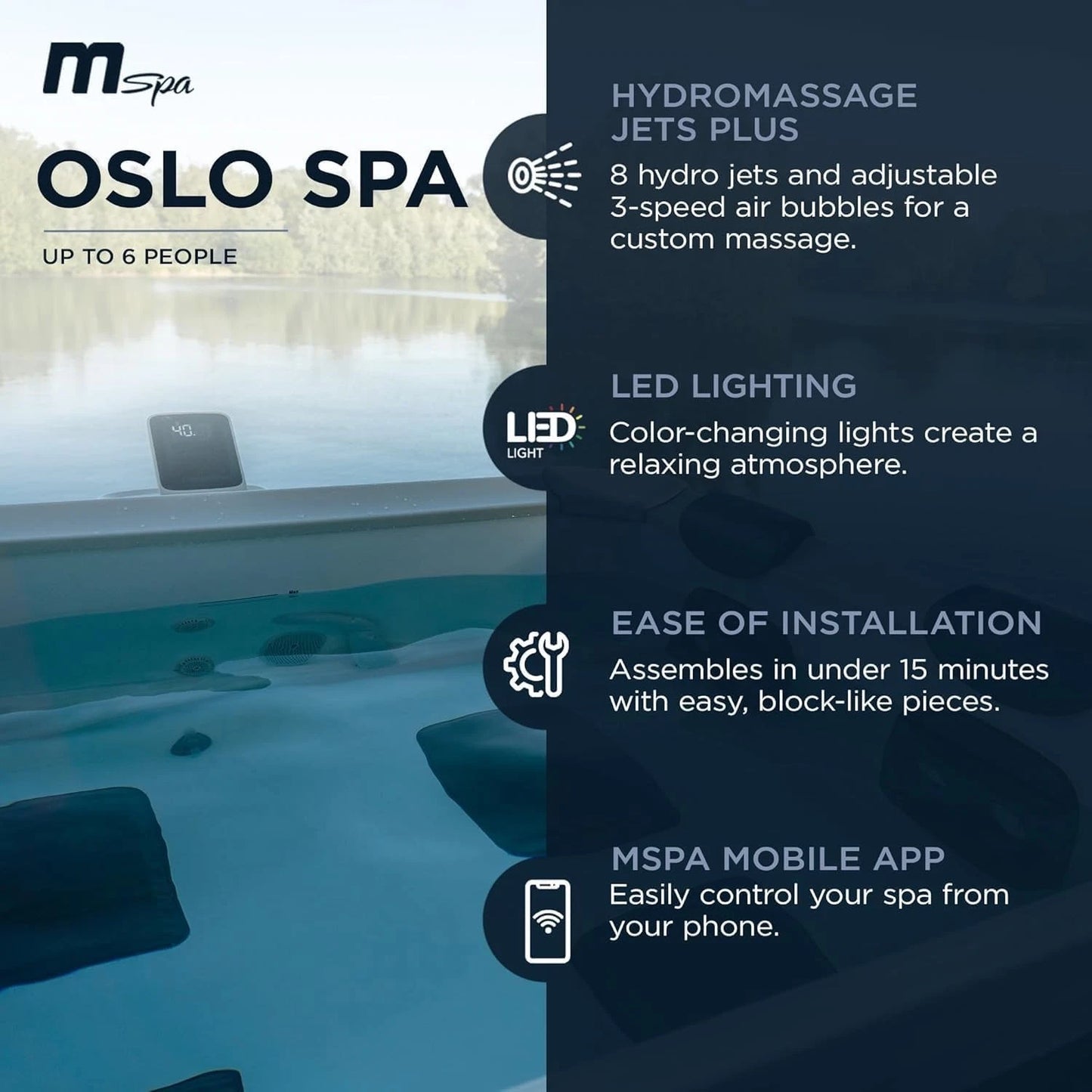 MSpa Oslo Amber 4 - 6 Person Portable Modular Hot Tub WiFi