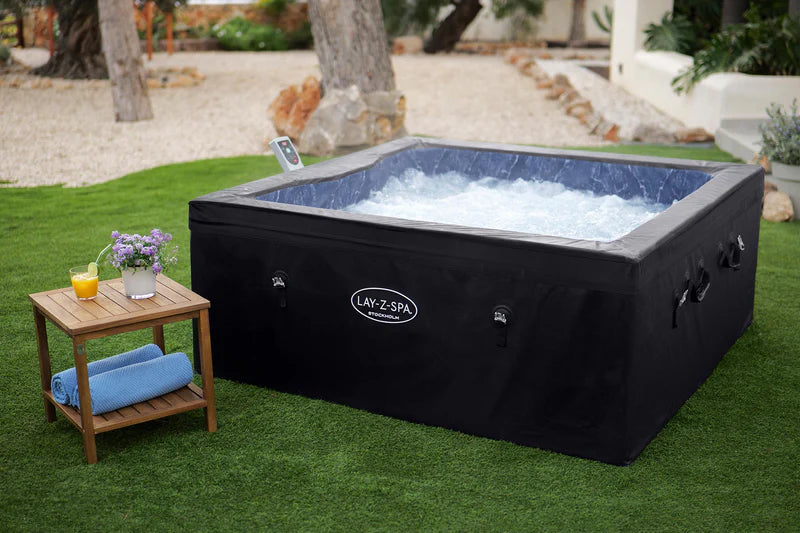 Lay-Z-Spa Stockholm AirJet ThermaCore Square Foam Hot Tub 6 Person WiFi - IN STOCK