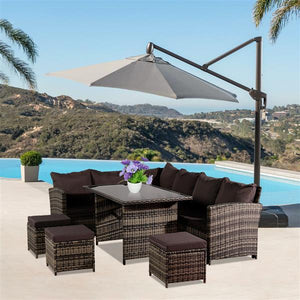 Madranges 9 Seat Rattan Furniture Outdoor Sofa Dining Table