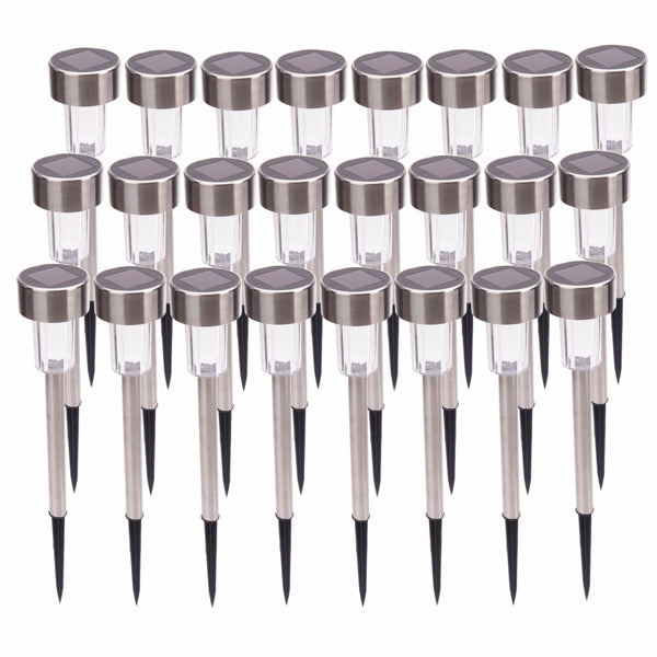 Luxury Garden Party 24pcs 5W High Brightness Solar Power LED Lawn Lamps with Lampshades White & Silver