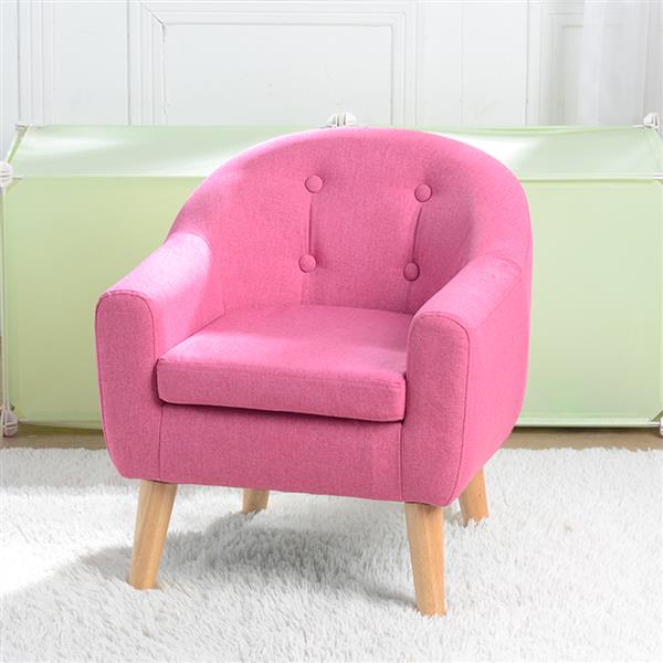 Luxury Garden Party Children's Single Sofa with Sofa Cushion Removable and Washable Linen Rose Red