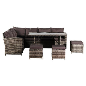Madranges 9 Seat Rattan Furniture Outdoor Sofa Dining Table