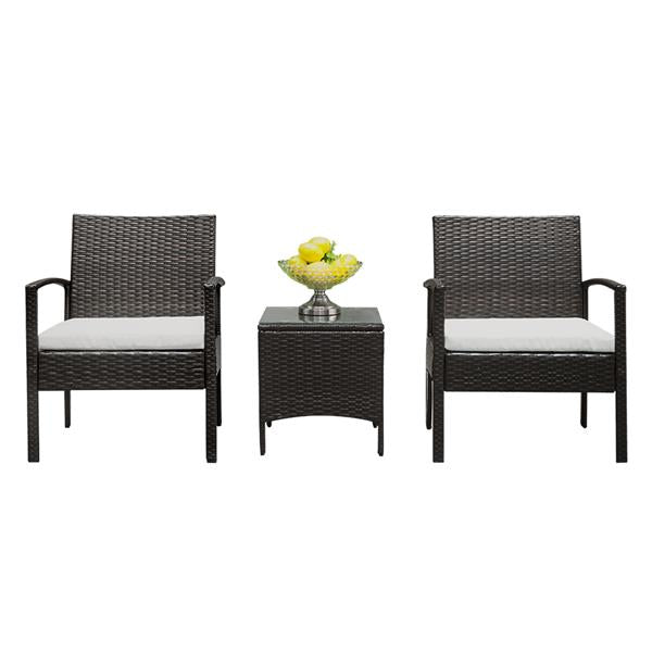 Luxury Garden Party 3pcs 2pcs Arm Chairs 1pc Coffee Table Rattan Sofa Set Brown Gradient